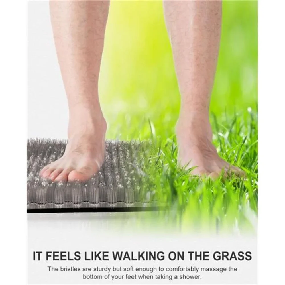 Non Slip Grassy Bathtub Mat : 25.6X13.4 inches Sturdy But Soft Bath